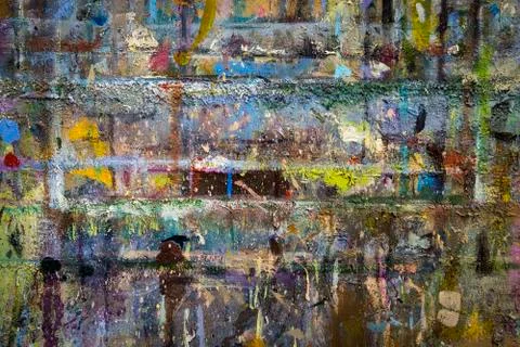 Creative coloured brick wall painted brightly. An abstract background wall co Stock Photos