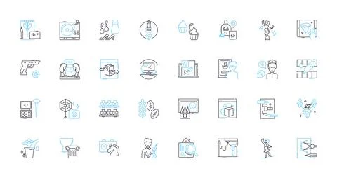 Creative commerce linear icons set. Innovation, Artistry, Imagination, Ingenuity Stock Illustration