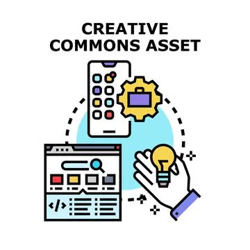 Creative commons asset concept sharing digital resources 스톡 일러스트