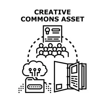 Creative commons asset sharing and digital content licensing Stock Illustration
