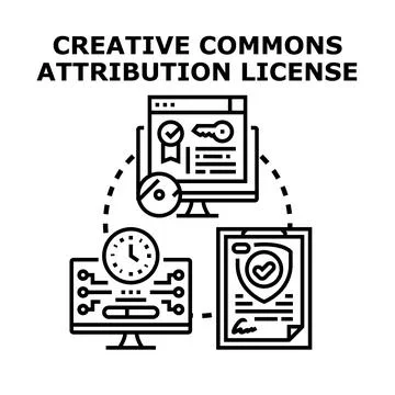 Creative commons attribution license concept for digital content Stock Illustration