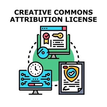 Creative commons attribution license concept for digital content Stock Illustration