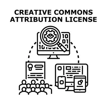 Creative commons attribution license concept for digital content Stock Illustration