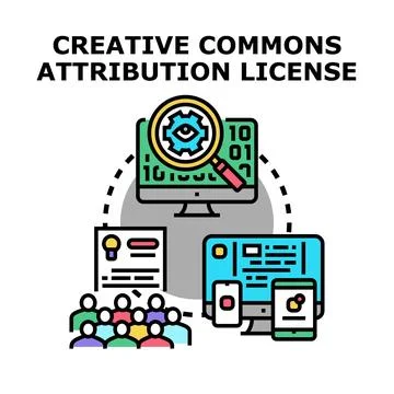 Creative commons attribution license concept for digital content Stock Illustration