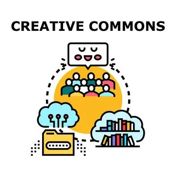 Creative commons concept for sharing digital content Stock Illustration