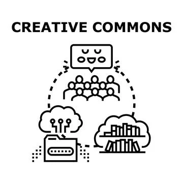 Creative commons concept for sharing digital content Stock Illustration