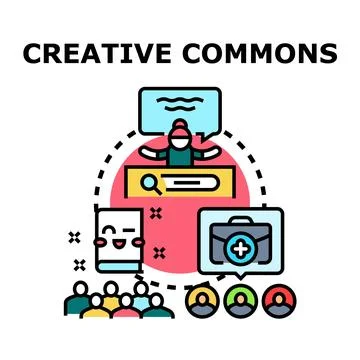Creative commons empowering knowledge sharing and collaboration Stock Illustration