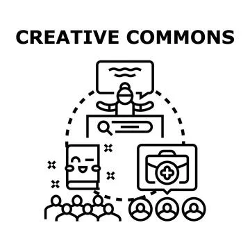 Creative commons empowering knowledge sharing and collaboration Stock Illustration