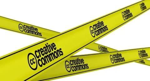 Creative commons. Labeled yellow warning tapes 스톡 일러스트