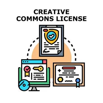 Creative commons license agreement document concept Stock Illustration