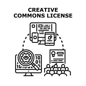 Creative commons license enabling content sharing and collaboration Stock Illustration