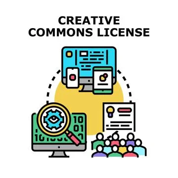 Creative commons license enabling content sharing and collaboration Stock Illustration