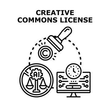 Creative commons license protecting intellectual property rights Stock Illustration