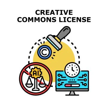 Creative commons license protecting intellectual property rights Stock Illustration