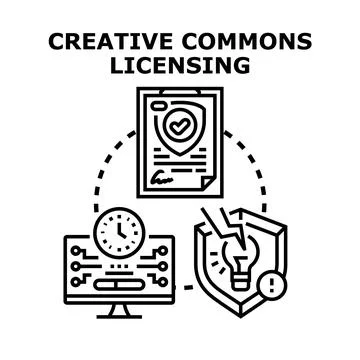 Creative commons licensing concept with content protection Stock Illustration