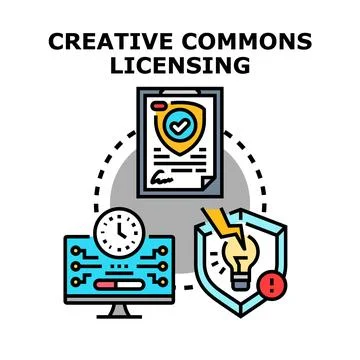 Creative commons licensing concept with content protection Stock Illustration