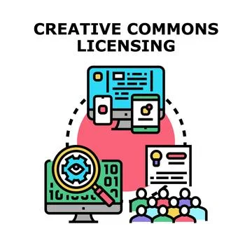 Creative commons licensing concept for digital content sharing Stock Illustration
