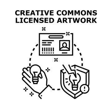 Creative commons licensing protecting intellectual property and ideas Stock Illustration