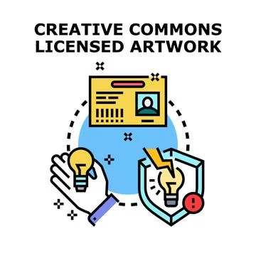 Creative commons licensing protecting intellectual property and ideas Stock Illustration