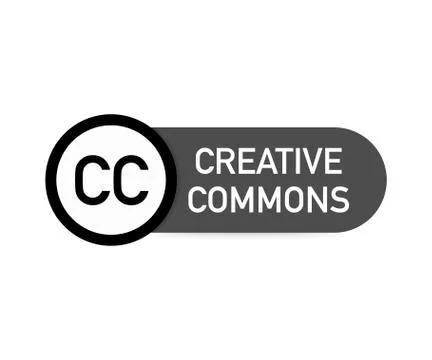 Creative commons rights management sign with circular CC icon. Vector illustr Stock Illustration