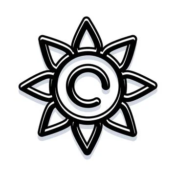 Creative commons stylized sun symbol on white イラスト素材