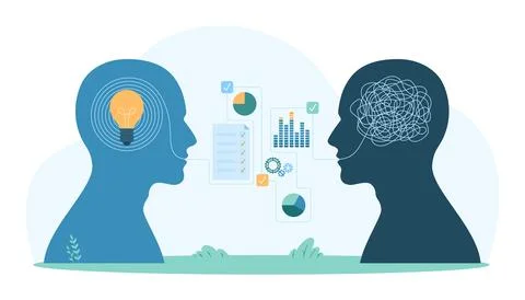 Creative communication and problem-solving with data analysis Stock Illustration