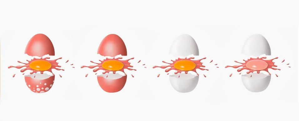 Creative composition of broken easter different eggs and a splash of yolk wit Stock Illustration