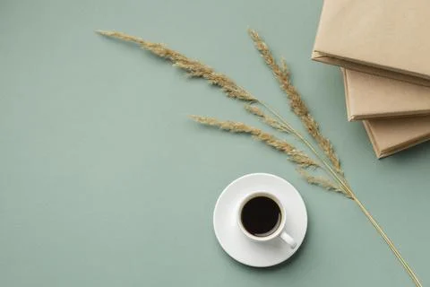 Creative composition with different books cup cofee 2 Resolution and high Stock Photos