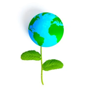Creative Composition: Globe Flower with Green Continents Stockfoto's
