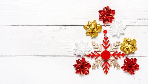 Creative composition made of Christmas decoration as tree on White background Stock Photos