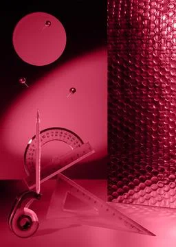 Creative composition made with school supplies flying in the air with copy space Stock Photos