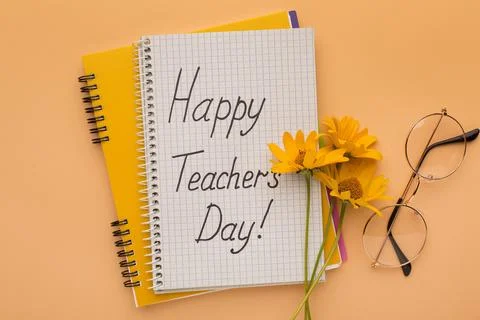Creative composition teacher day elements Stock Photos