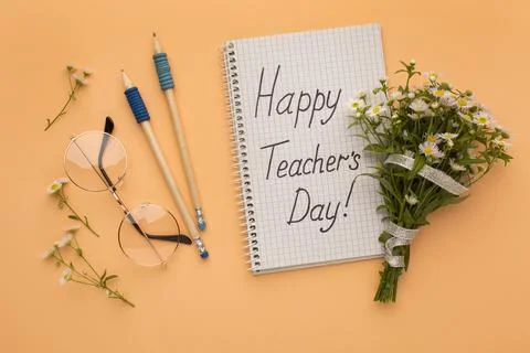 Creative composition teacher day elements Stock Photos