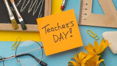 Creative composition teacher day elements Stock Photos