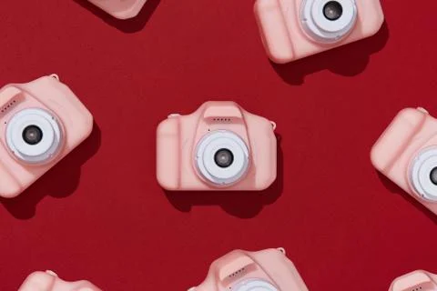 Creative composition of a toy camera Stock Photos