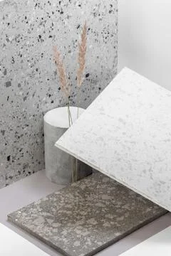Creative composition of various building decoration materials.. Stock Photos