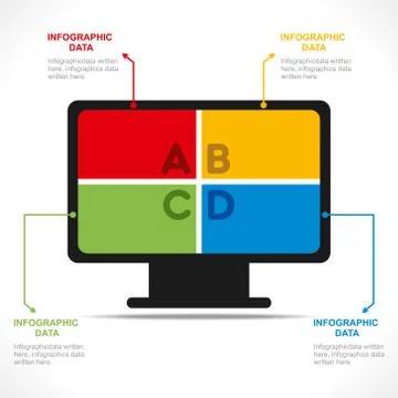 Creative computer info-graphics design concept vector Stock Illustration