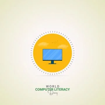 Creative Computer Literacy Day ads design. World Computer Literacy Day, Cel.. Stock Illustration
