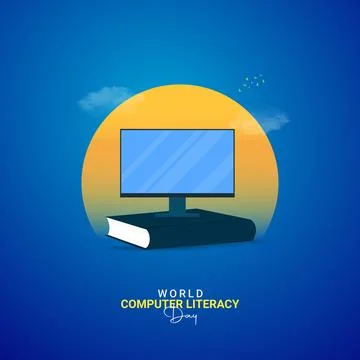 Creative Computer Literacy Day ads design. World Computer Literacy Day, Cel.. Stock Illustration