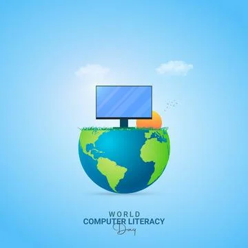 Creative Computer Literacy Day ads design. World Computer Literacy Day, Cel.. Stock Illustration