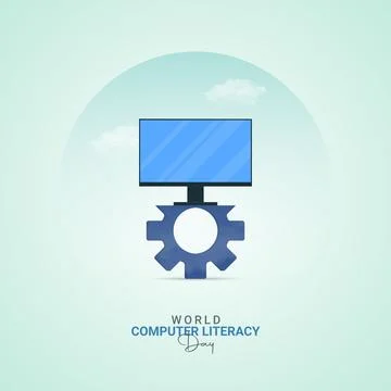 Creative Computer Literacy Day ads design. World Computer Literacy Day, Cel.. Stock Illustration