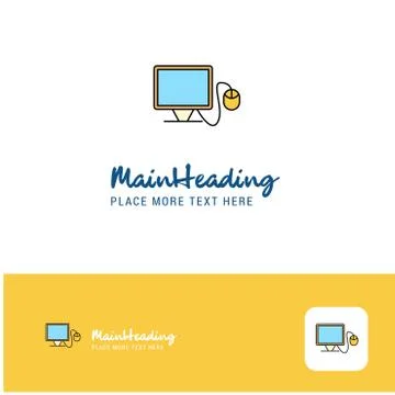 Creative Computer  Logo Design. Flat color Logo place for Tagline. Vector Ill Illustrazione stock