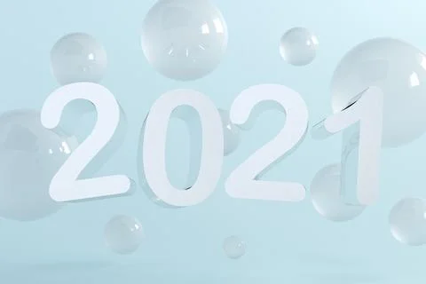 Creative concept of 2021 Happy New Year. Abstract minimal scene with geometrical Stock Illustration