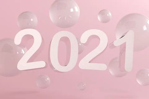 Creative concept of 2021 Happy New Year. Abstract minimal scene with geometrical Stock Illustration