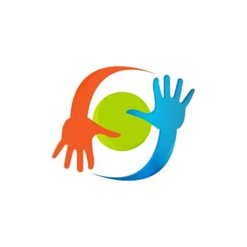 Creative concept 5 five fingers hand logo a helping hand silhouette vector de Stock Illustration