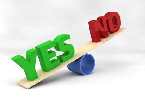 Creative concept about choice. Yes or no, balancing. 3D render. Stock Illustration