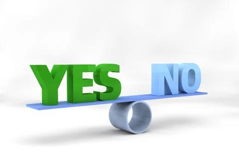 Creative concept about choice. Yes or no, balancing. 3D render. Stock-Fotos