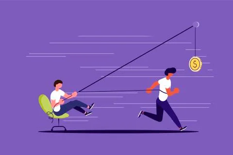 Creative concept of Boss use worker as slavery. Illustrazione stock