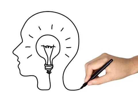 Creative concept with a bulb inside human brain Stock Photos