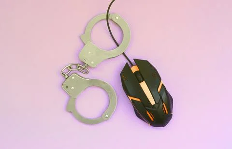 Creative concept of combating computer crime, hackers and piracy Stock Photos